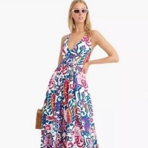 J. Crew Silk V-neck Maxi Dress, Painted Paisley